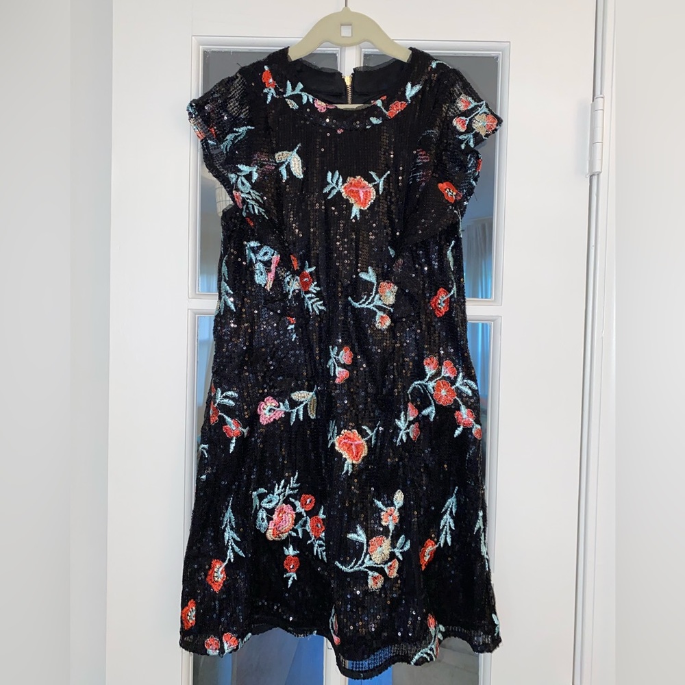 Black sequin floral dress